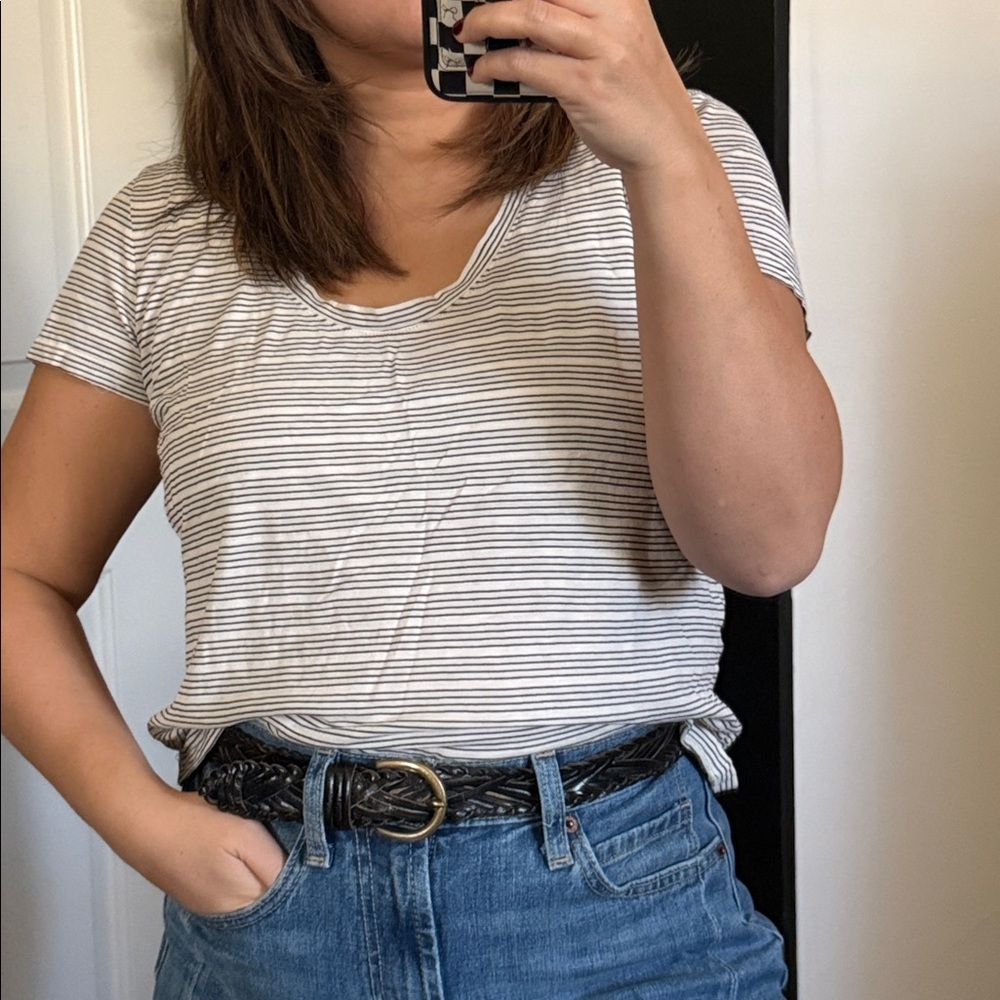 Madewell Cropped Striped High low Top. Size S - Picture 1 of 8